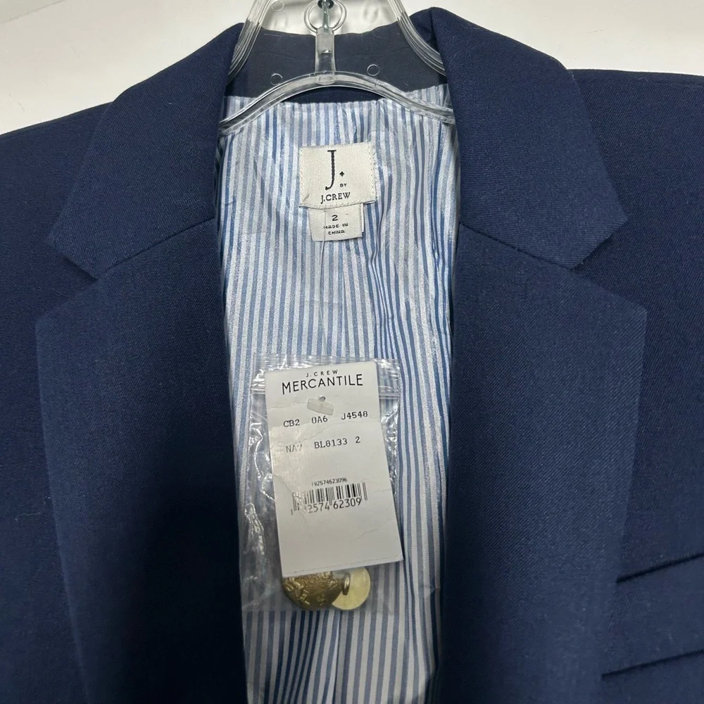 J. Crew Original schoolboy Navy blazer gold button size 2 NWT preppy academia